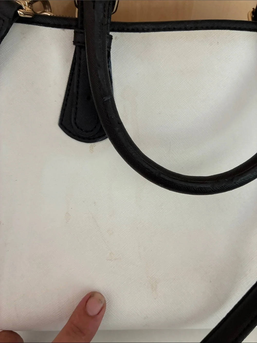 Anne Fontaine Classic Two-Tone Black & White Satchel Handbag